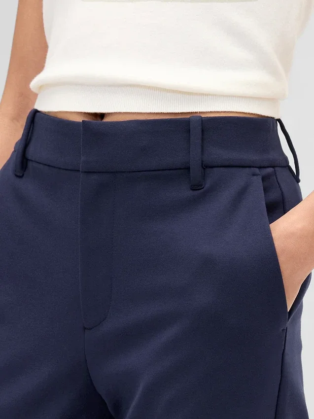 High Rise Double Knit Slim Crop Pants