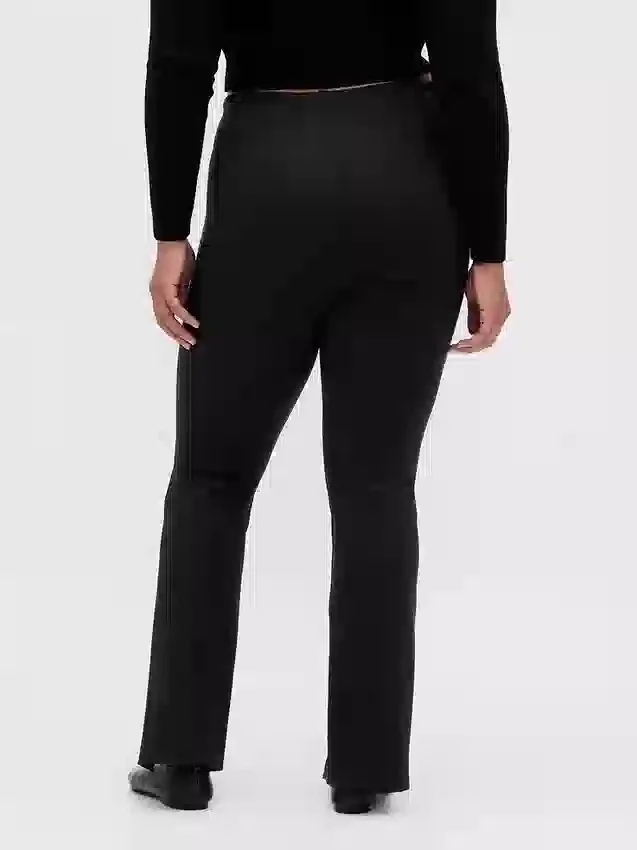 High Rise Double Knit Split-Hem Flare Pants