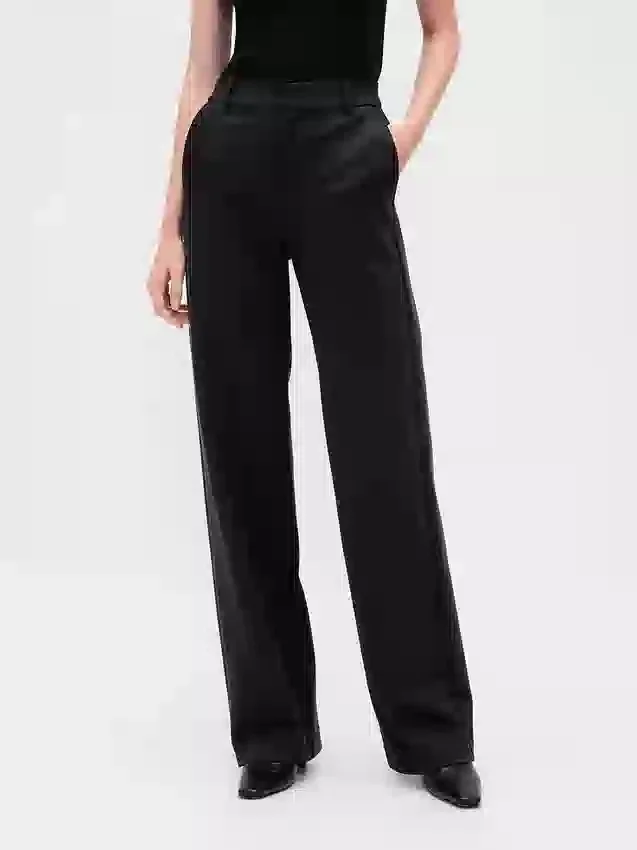 High Rise Double Knit Wide-Leg Pants