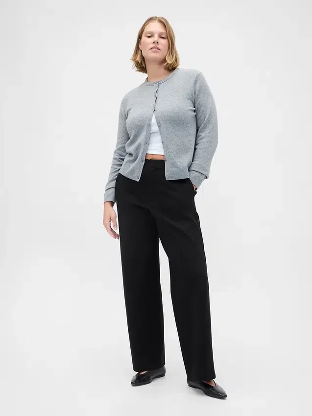 High Rise Double Knit Wide-Leg Pants