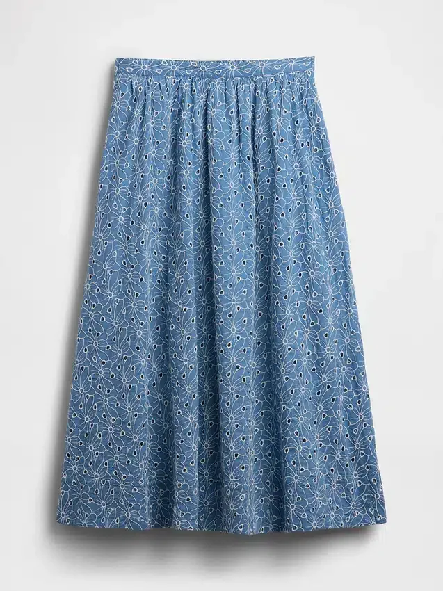 High Rise Eyelet Maxi Skirt