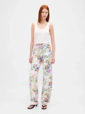 High Rise Floral Barrel Jeans