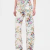 High Rise Floral Barrel Jeans