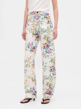 High Rise Floral Barrel Jeans