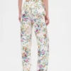 High Rise Floral Barrel Jeans