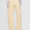High Rise Khaki Stripe Barrel Jeans