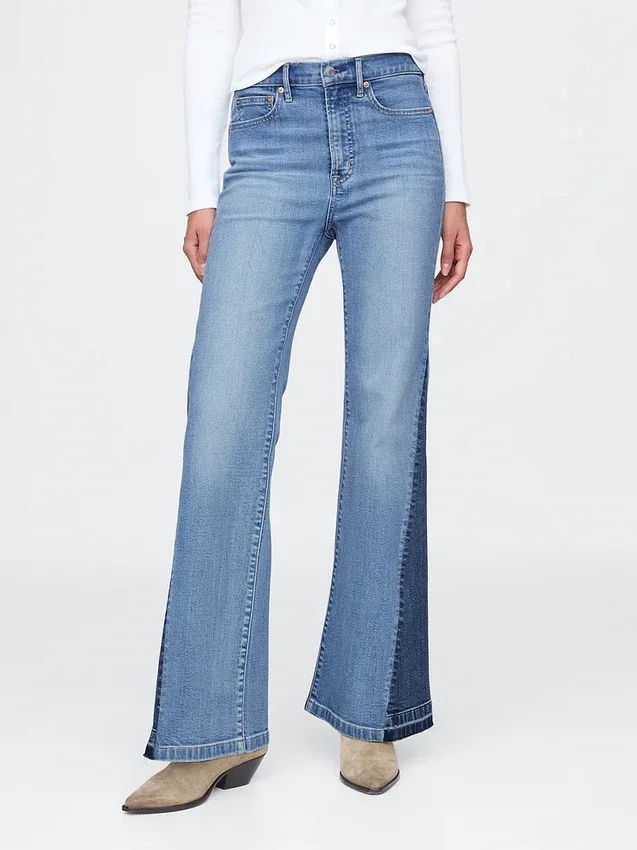 High Rise Patched '70S Flare Jeans