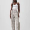 High Rise Snake Print Barrel Jeans