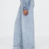 High Rise Stride Cuffed Wide-Leg Jeans