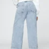 High Rise Stride Cuffed Wide-Leg Jeans