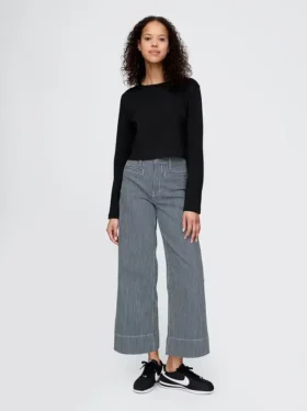 High Rise Stride Wide-Leg Ankle Jeans