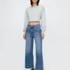 High Rise Stride Wide-Leg Ankle Jeans