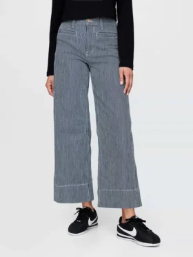 High Rise Stride Wide-Leg Ankle Jeans