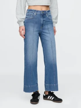 High Rise Stride Wide-Leg Ankle Jeans