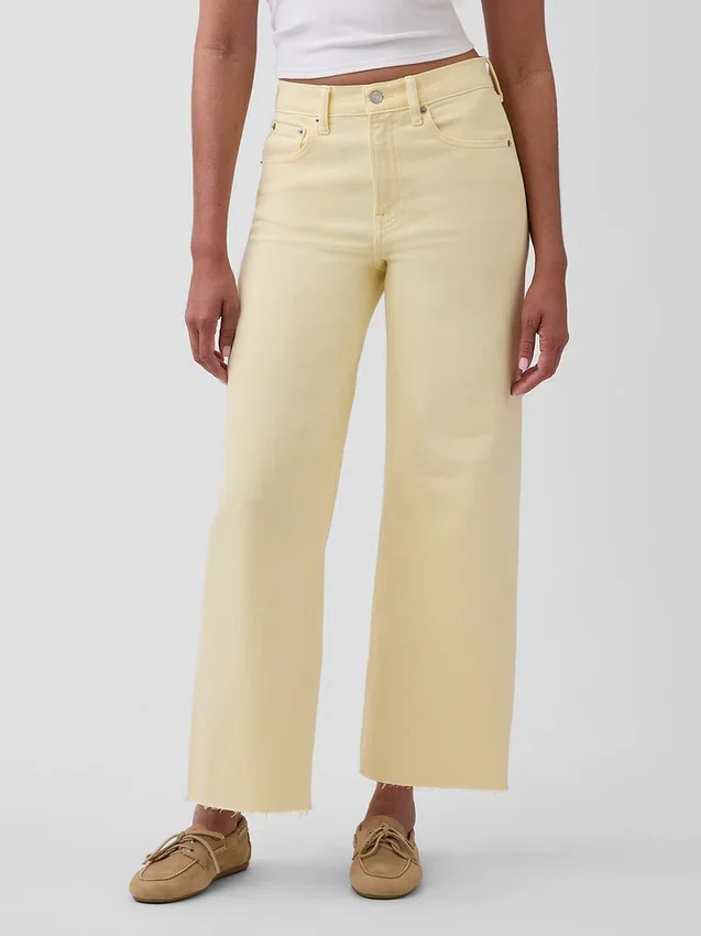 High Rise Stride Wide-Leg Ankle Jeans
