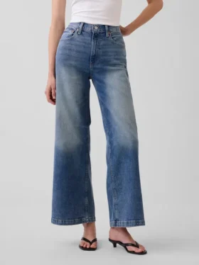 High Rise Stride Wide-Leg Ankle Jeans