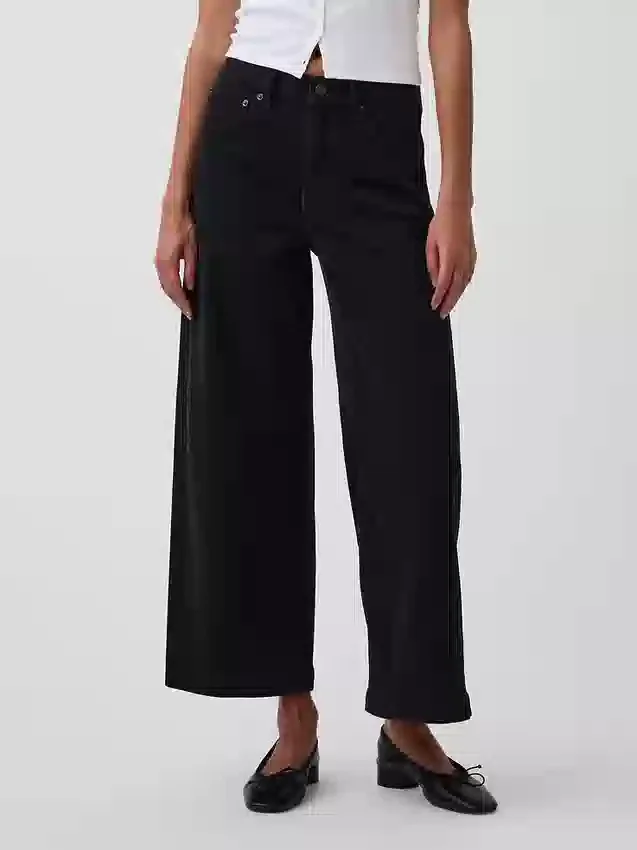 High Rise Stride Wide-Leg Ankle Jeans