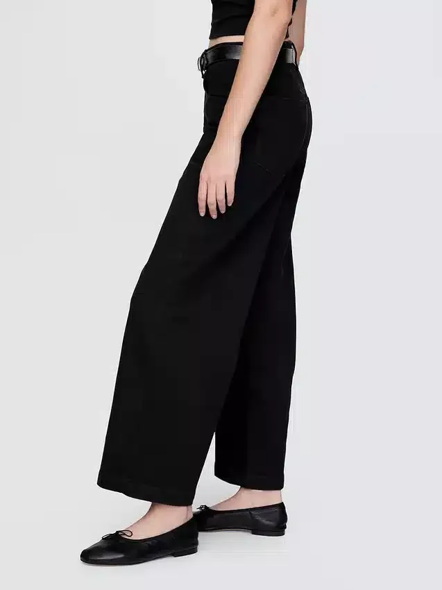 High Rise Stride Wide-Leg Ankle Jeans