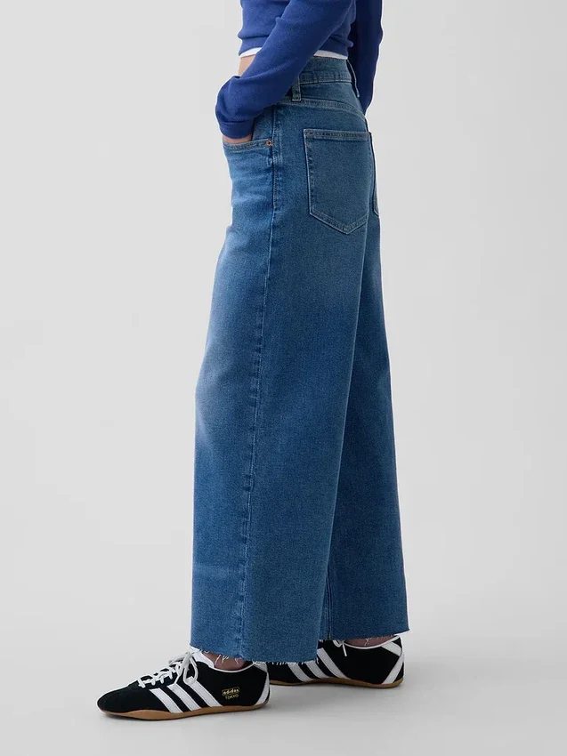 High Rise Stride Wide-Leg Ankle Jeans