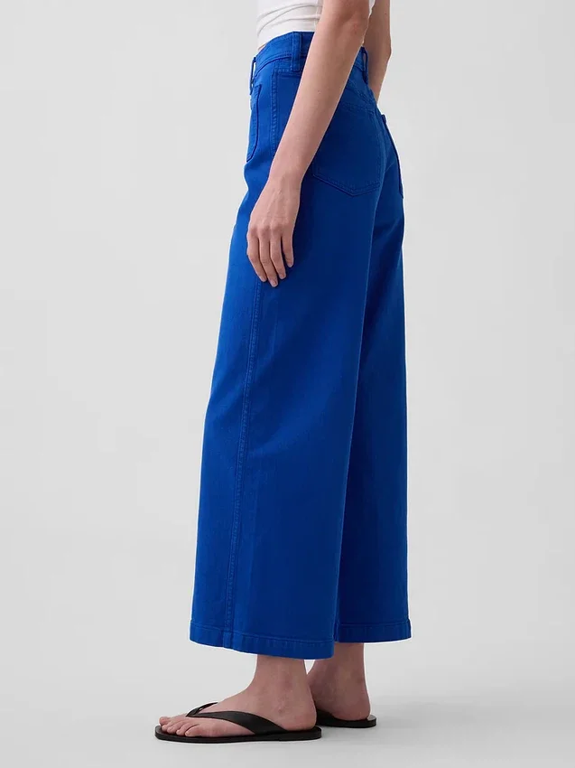 High Rise Stride Wide-Leg Ankle Jeans