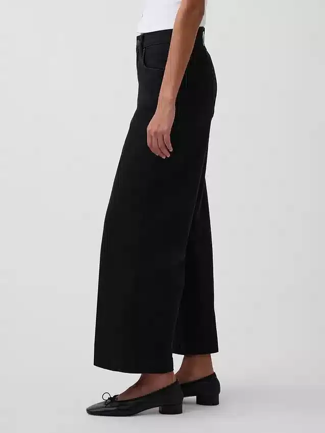 High Rise Stride Wide-Leg Ankle Jeans