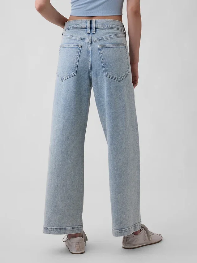 High Rise Stride Wide-Leg Ankle Jeans