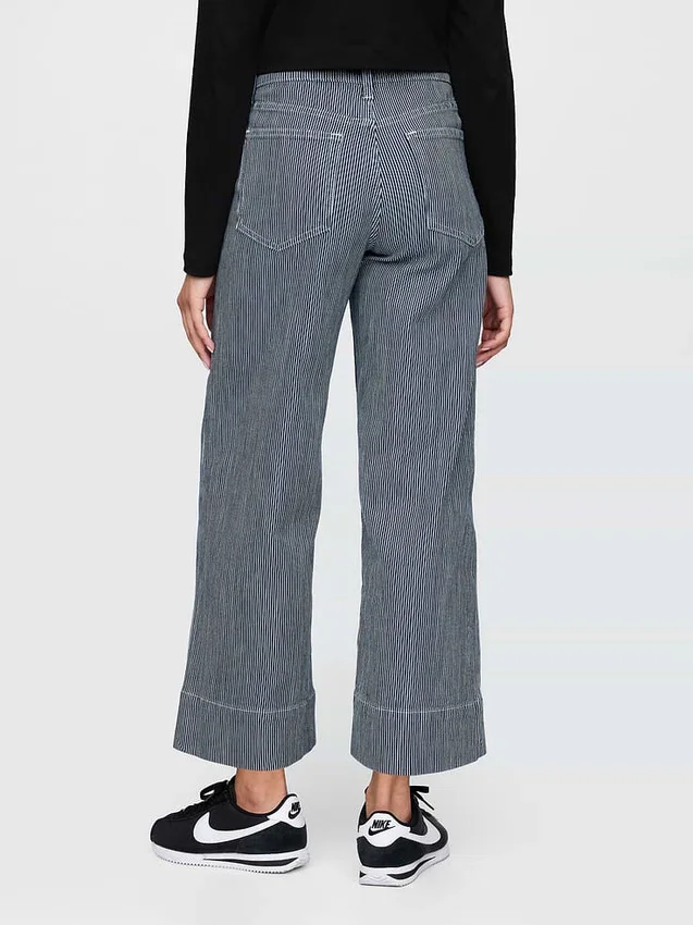 High Rise Stride Wide-Leg Ankle Jeans