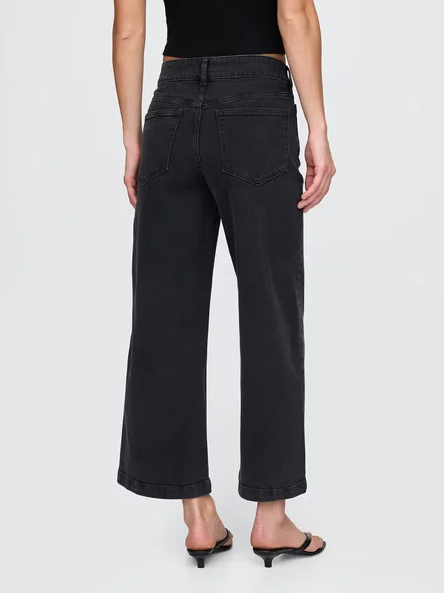 High Rise Stride Wide-Leg Ankle Jeans