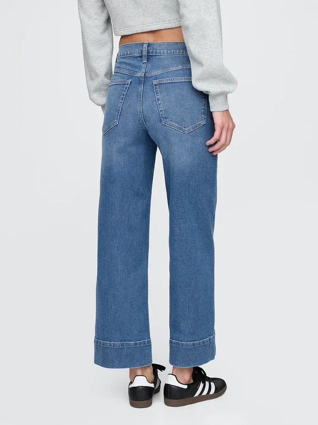 High Rise Stride Wide-Leg Ankle Jeans