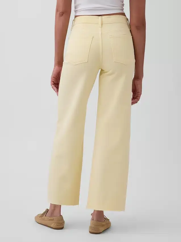 High Rise Stride Wide-Leg Ankle Jeans