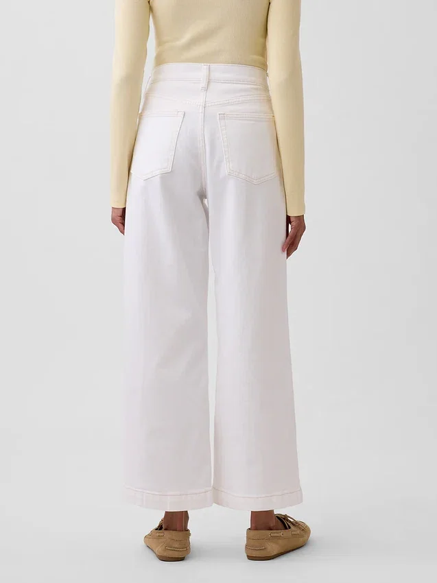 High Rise Stride Wide-Leg Ankle Jeans