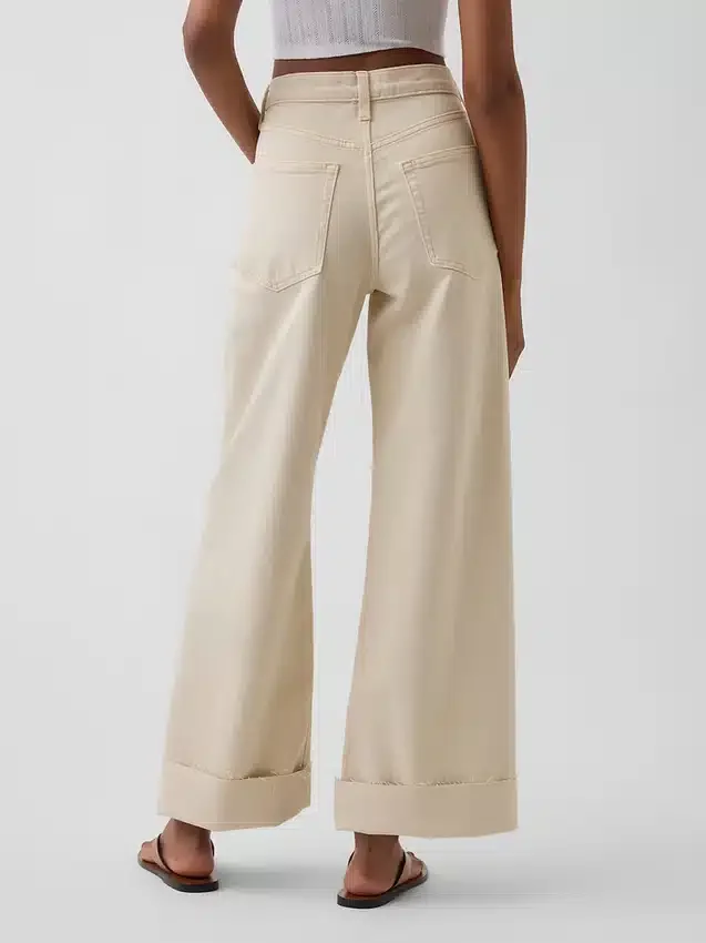 High Rise Stride Wide-Leg Ankle Jeans