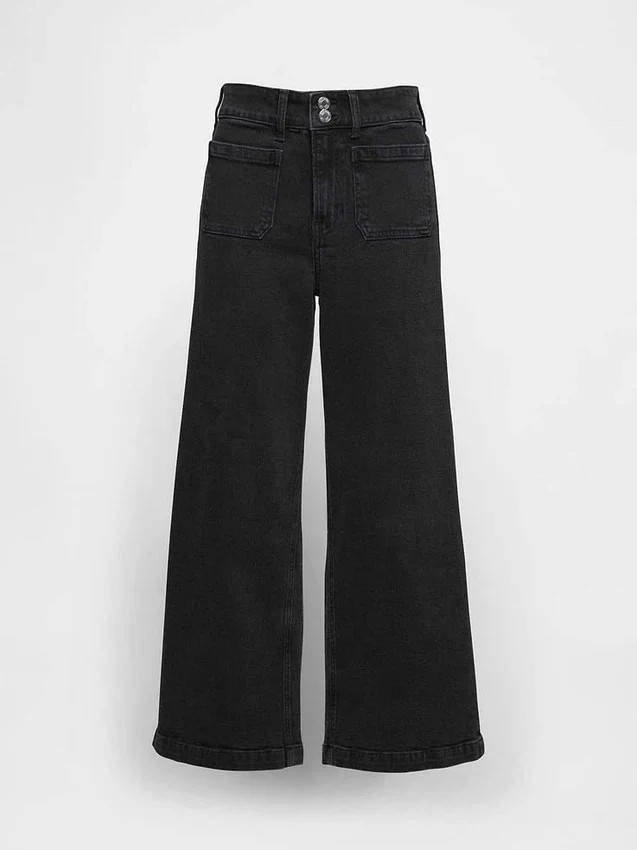 High Rise Stride Wide-Leg Ankle Jeans