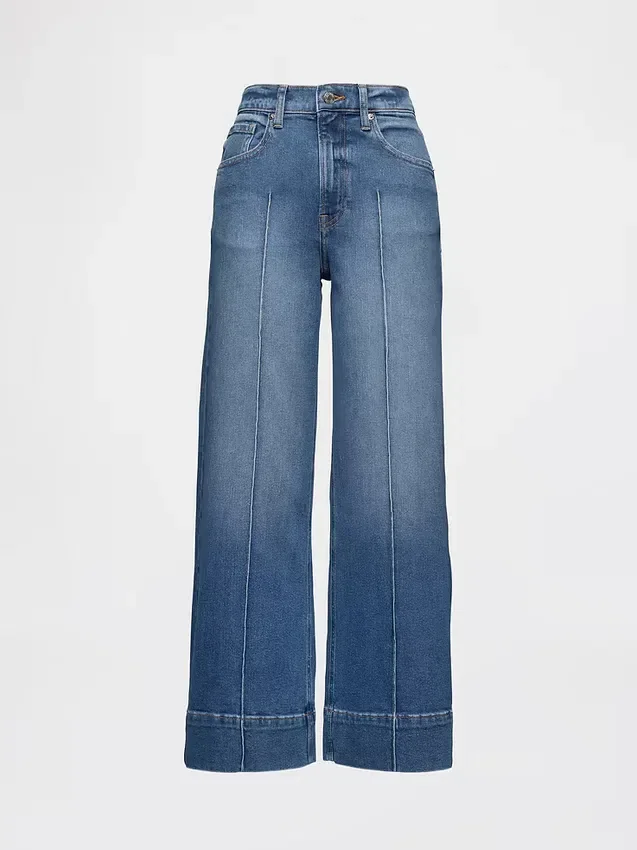 High Rise Stride Wide-Leg Ankle Jeans