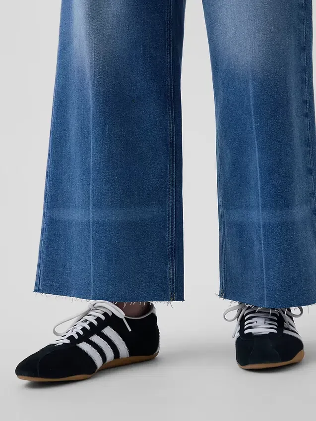 High Rise Stride Wide-Leg Ankle Jeans