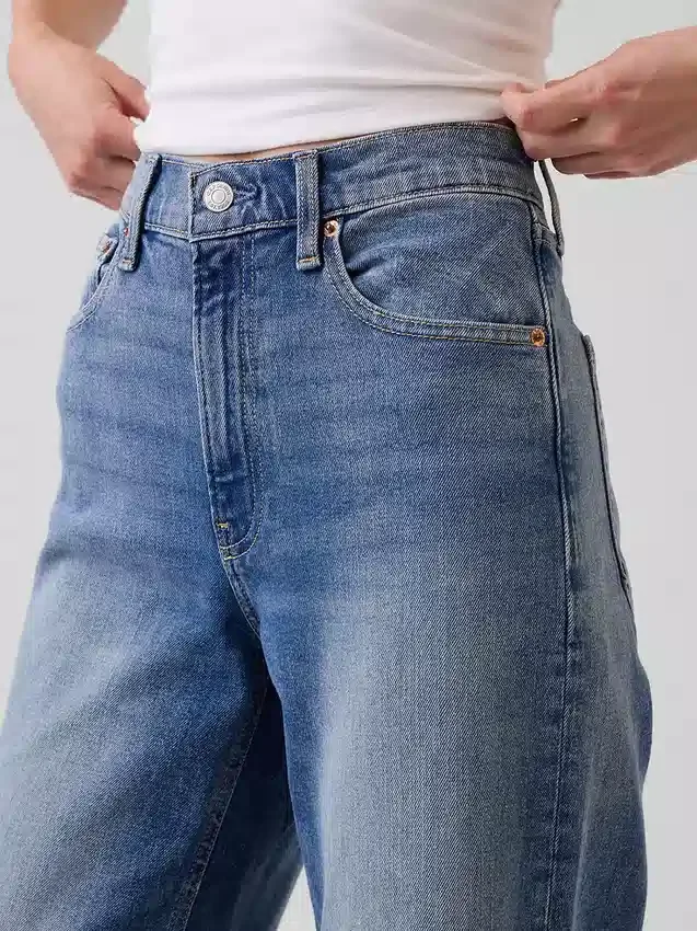 High Rise Stride Wide-Leg Ankle Jeans