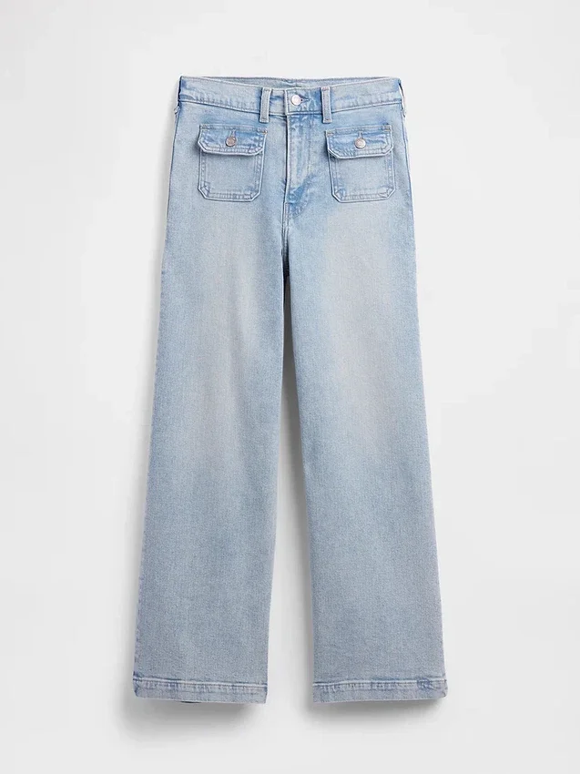 High Rise Stride Wide-Leg Ankle Jeans