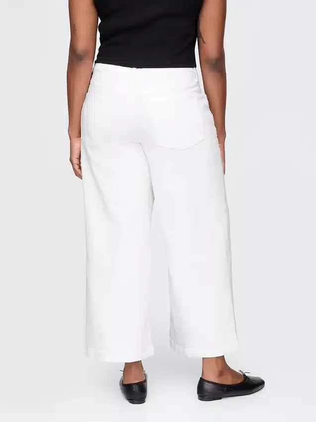High Rise Stride Wide-Leg Ankle Jeans