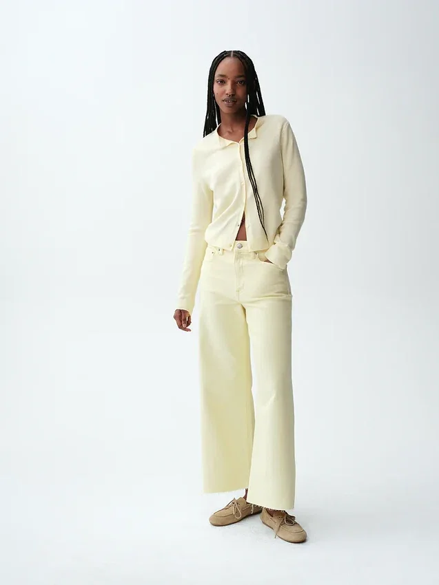 High Rise Stride Wide-Leg Ankle Jeans