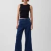 High Rise Stride Wide-Leg Ankle Sailor Jeans