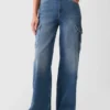High Rise Stride Wide-Leg Cargo Jeans