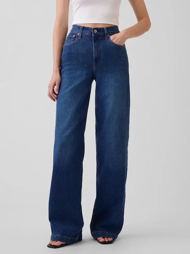 High Rise Stride Wide-Leg Jeans