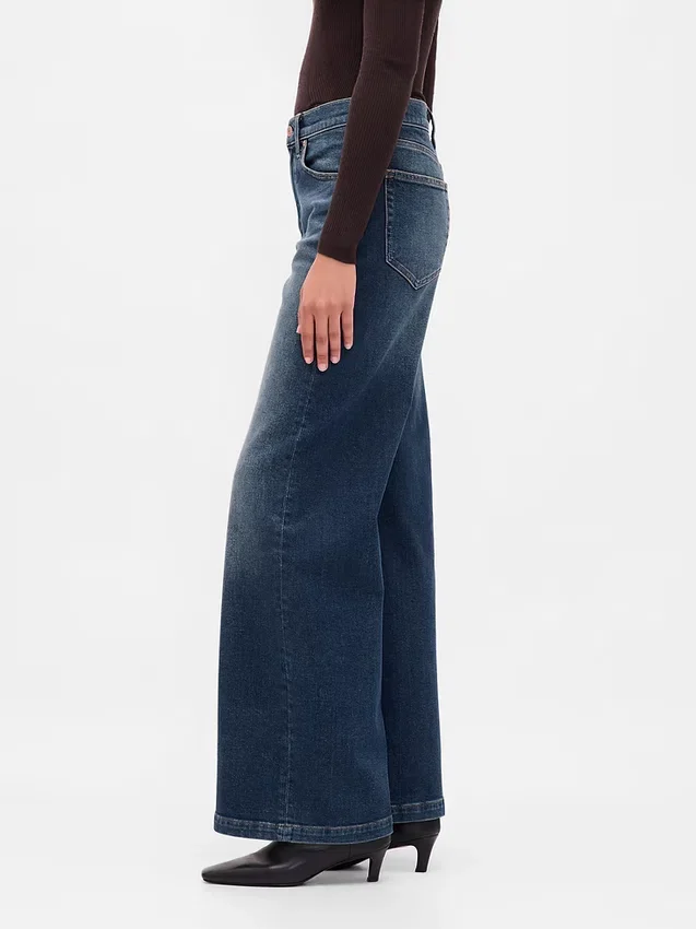 High Rise Stride Wide-Leg Jeans