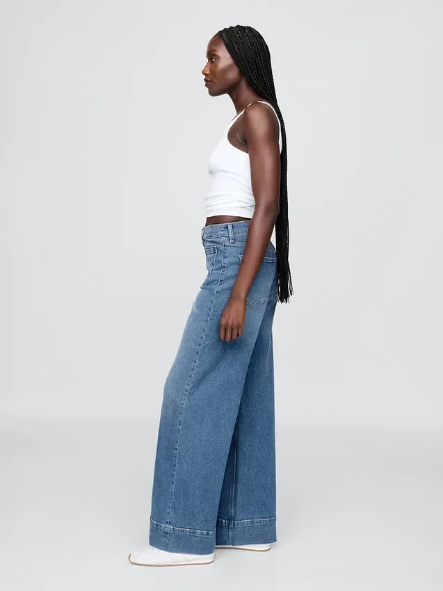 High Rise Stride Wide-Leg Jeans