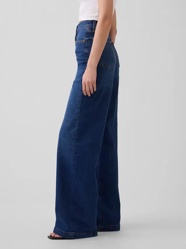 High Rise Stride Wide-Leg Jeans