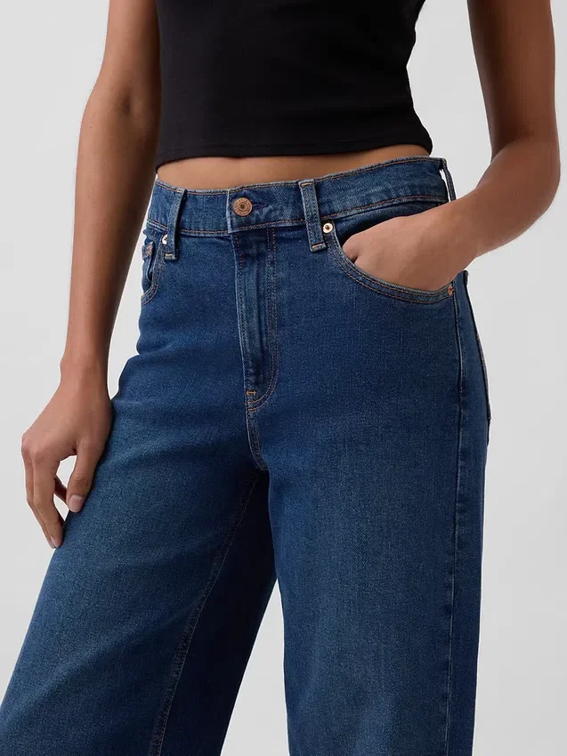 High Rise Stride Wide-Leg Jeans