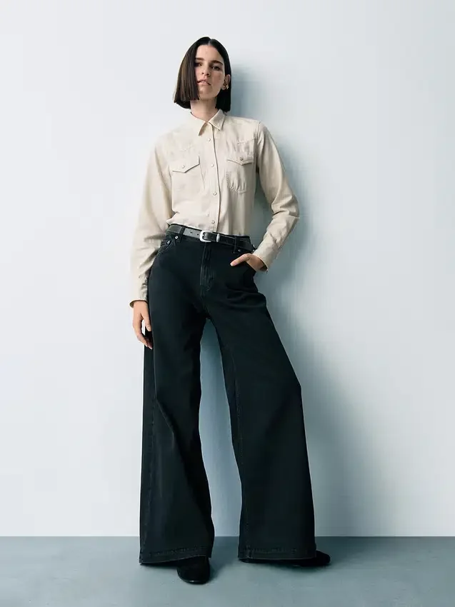 High Rise Stride Wide-Leg Jeans