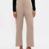 High Rise Twill Straight Ankle Pants
