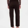 High Rise Twill Straight Ankle Pants
