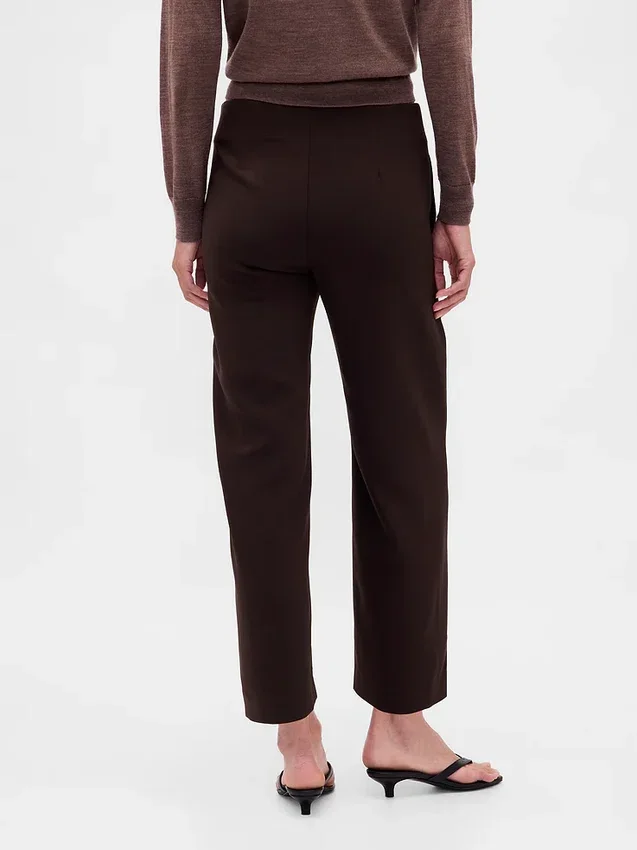 High Rise Twill Straight Ankle Pants